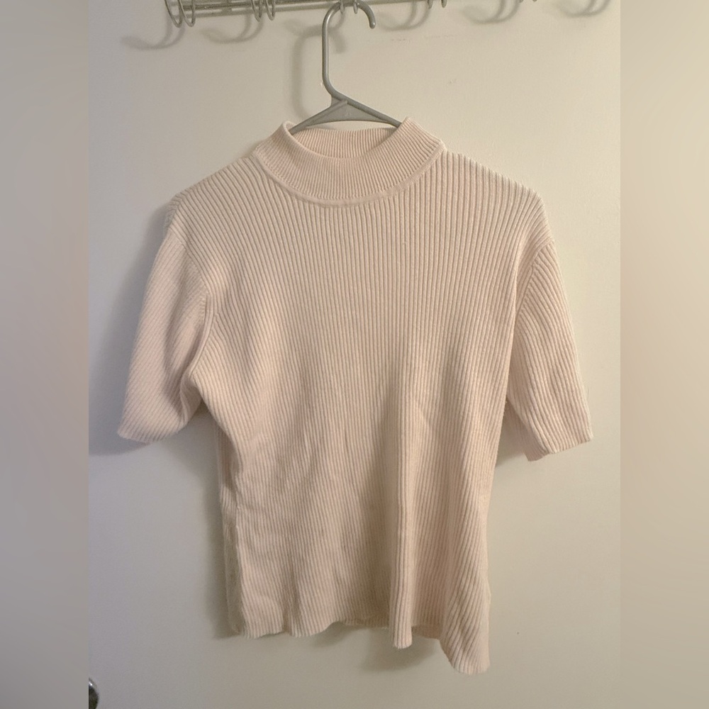 Baby pink Ribbed Short Sleeve Top